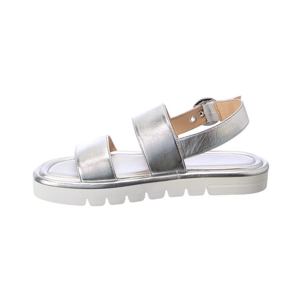 Stuart Weitzman Elodie Silver Metallic Leather Dress Sandals Size 8.5 - Picture 3 of 9